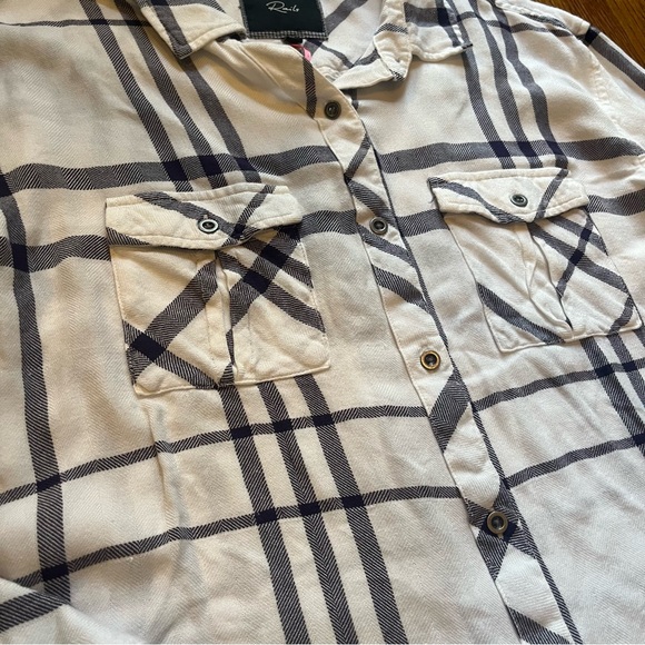 Rails Free People shirt S white blue plaid Hunter soft beachy - Picture 3 of 10